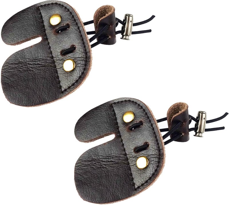 Zelerdo 2 Pack Leather Archery Finger Tabs Archery Finger Guard for Shooting Practice Gear,Right Hand - Image 1